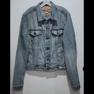 Abercrombie & Fitch Mens Denim Jacket Size XL Distressed Trucker Workwear Y2K